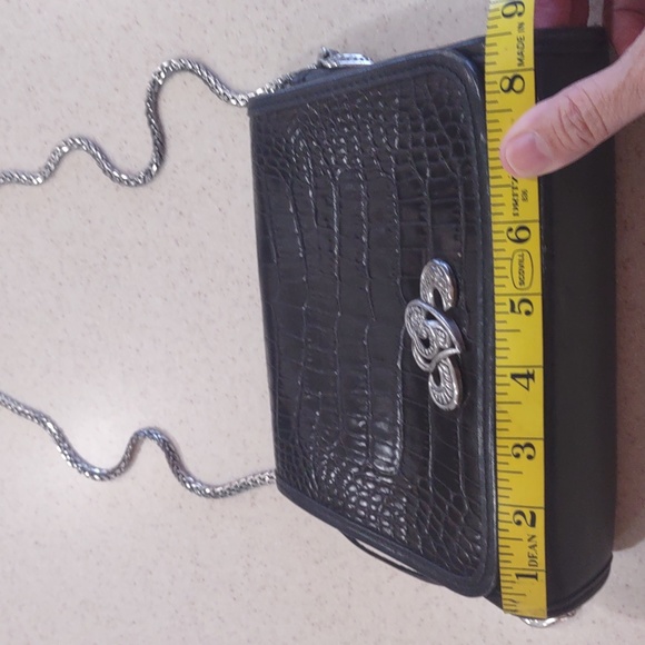 Brighton Black Leather Crocodile Embossed Crossbody Bag - Picture 13 of 16